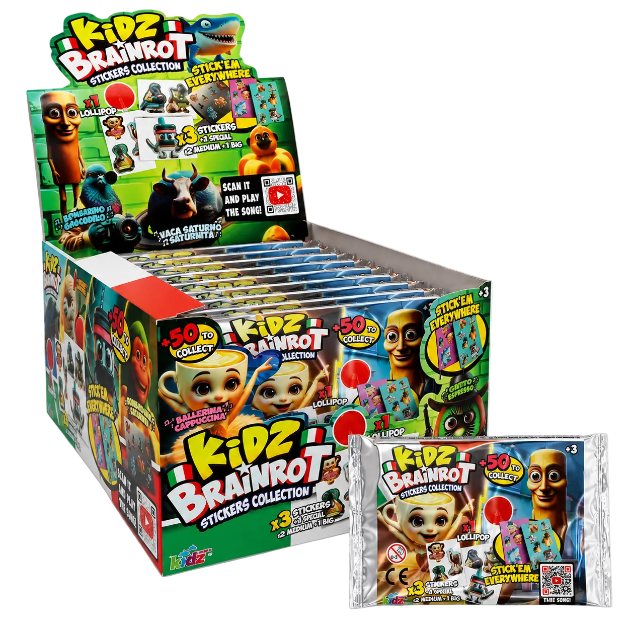 Kidz Brainrot Lollipop & Stickers 24g