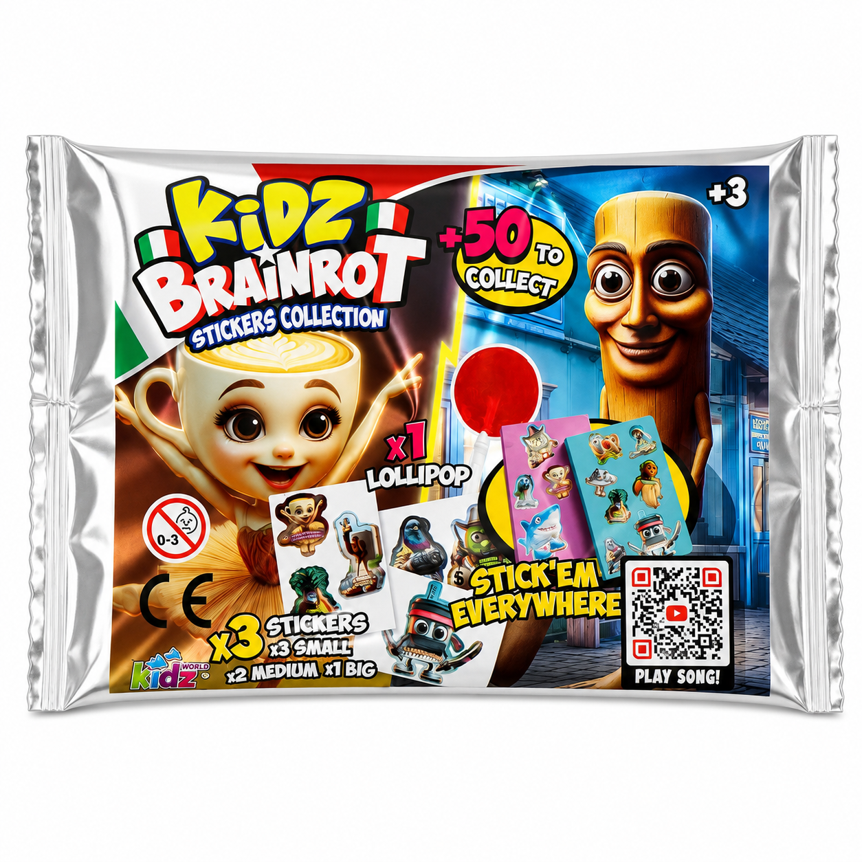 Kidz Brainrot Lollipop & Stickers 24g