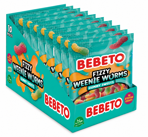 Bebeto Fizzy Weenie Worms 150g