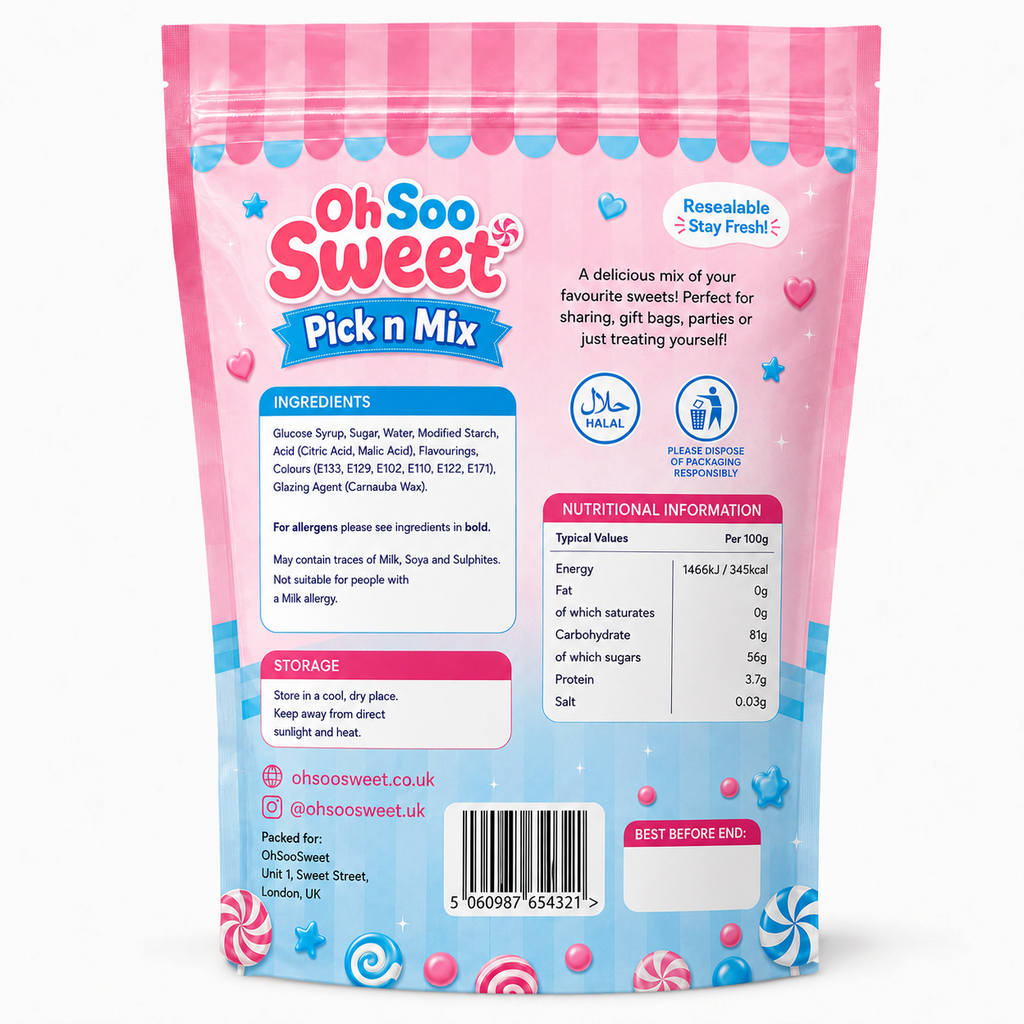 OhSoo Sweet Halal Blue Pick N Mix Pouch